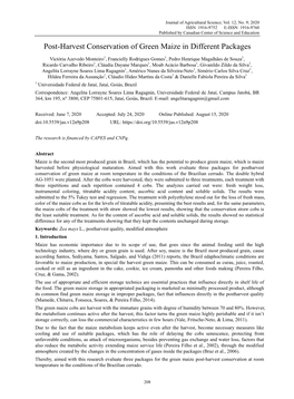 Post-Harvest Conservation of Green Maize in Different Packages