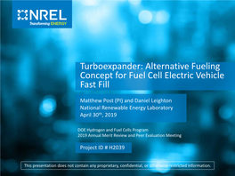 Turboexpander: Alternative Fueling Concept for Fuel Cell Electric Vehicle Fast Fill