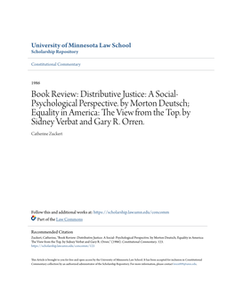 Distributive Justice: a Social- Psychological Perspective