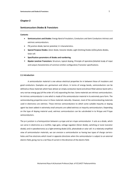 Chapter-2 Semiconcuctors Diodes & Transistors