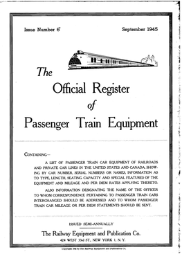 Official Register Passenger Train Equipment
