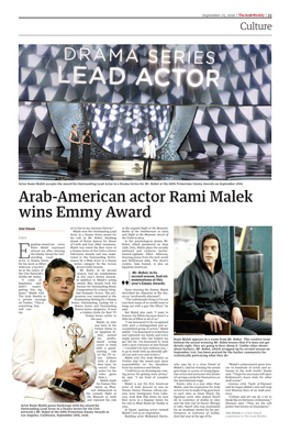 Arab-American Actor Rami Malek Wins Emmy Award