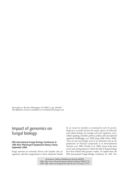 Impact of Genomics on Fungal Biology