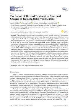 The Impact of Thermal Treatment on Structural Changes of Teak and Iroko Wood Lignins