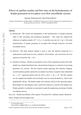 Arxiv:2105.10308V2 [Physics.Flu-Dyn] 1 Aug 2021 Microﬂuidics Devices