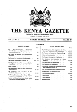 THE KENYA GAZETTE Published by Authority of the Republic of Kenya