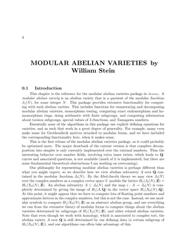 MODULAR ABELIAN VARIETIES by William Stein