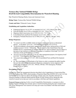 Compatibility Determination for Waterfowl Hunting