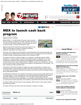 MDX to Launch Cash Back Program - WSVN-TV - 7NEWS Miami Ft