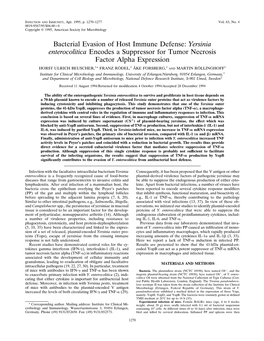 Yersinia Enterocolitica Encodes a Suppressor for Tumor Necrosis Factor Alpha Expression