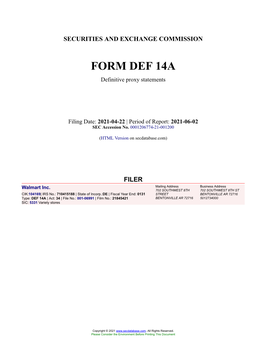 Walmart Inc. Form DEF 14A Filed 2021-04-22
