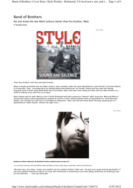 Style Weekly “Band of Brothers”