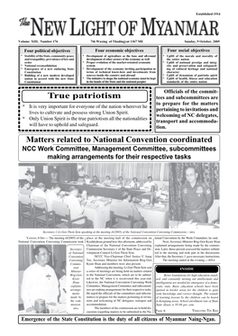 True Patriotism Matters Related to National Convention Coordinated