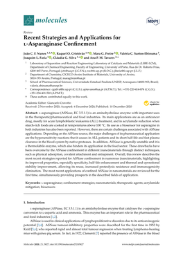 Recent Strategies and Applications for L-Asparaginase Confinement