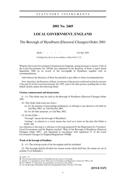 2001 No. 2469 LOCAL GOVERNMENT, ENGLAND The