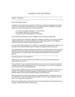 Laserwriter II NT User's Manual