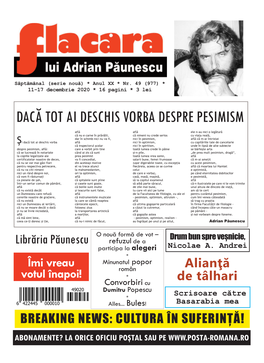 Dacă Tot Ai Deschis Vorba Despre Pesimism