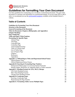 Thesis-Dissertation Formatting Guidelines