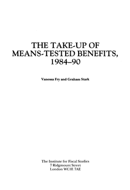 The Take,Up of Means, Tested Benefits