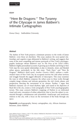 “Here Be Dragons:” the Tyranny of the Cityscape in James Baldwin's Intimate Cartographies