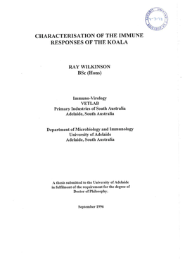 Characterisation of the Immune Responses of the Koala