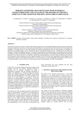 Merging Geometric Documentation with Materials Characterization and Analysis of the History of the Holy Aedicule in the Church of the Holy Sepulchre in Jerusalem