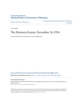 The Montana Kaimin, November 16, 1934