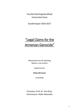 “Legal Claims for the Armenian Genocide”