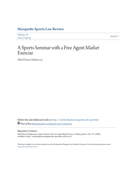 A Sports Seminar with a Free Agent Market Exercise Alfred Dennis Mathewson