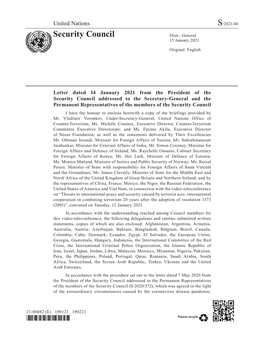 Letter Dated 14 January 2021 from the President of the Security Council