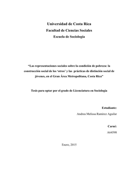 Universidad De Costa Rica Facultad De Ciencias Sociales Escuela De Sociología