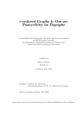 K-Ordered Graphs & Out-Arc Pancyclicity on Digraphs