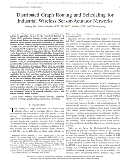 Distributed Graph Routing and Scheduling for Industrial Wireless Sensor-Actuator Networks Junyang Shi, Student Member, IEEE,Mosha , Member, IEEE, and Zhicheng Yang