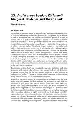 Margaret Thatcher and Helen Clark