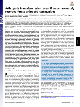 Arthropods in Modern Resins Reveal If Amber Accurately Recorded Forest Arthropod Communities