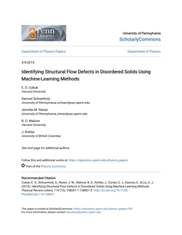 Identifying Structural Flow Defects in Disordered Solids Using Machine-Learning Methods