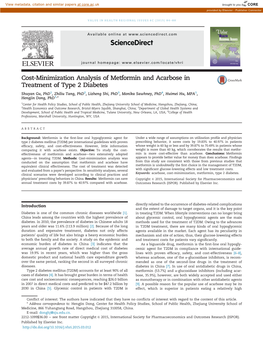 Cost-Minimization Analysis of Metformin and Acarbose In