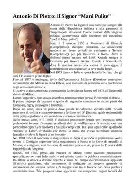 Antonio Di Pietro: Il Signor “Mani Pulite”