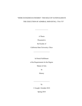The Role of Nationalism in the Execution of Admiral John Byng