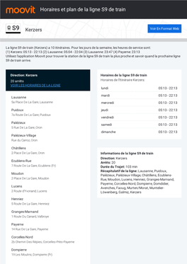 Horaires Et Trajet De La Ligne S9 De Train Sur Une Carte