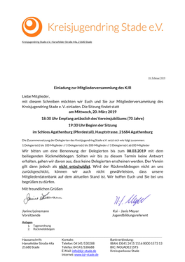 Einladung Zur Mitgliederversammlung Des KJR