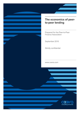 The Economics of Peer- To-Peer Lending