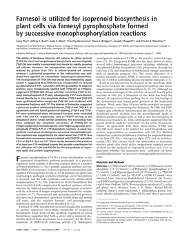 Farnesol Is Utilized for Isoprenoid Biosynthesis in Plant Cells Via Farnesyl Pyrophosphate Formed by Successive Monophosphorylation Reactions