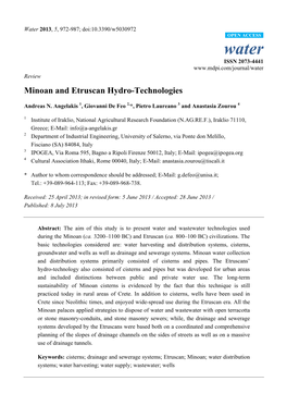 Minoan and Etruscan Hydro-Technologies