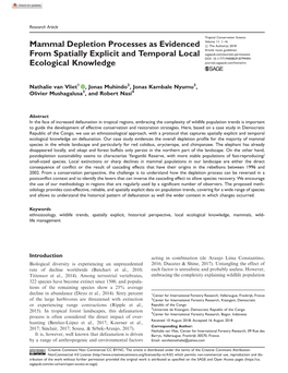 Mammal Depletion Processes As Evidenced from Spatially Explicit