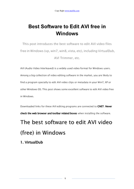 The Best Software to Edit AVI Video (Free) in Windows