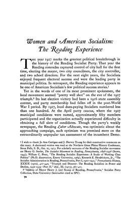 Women and ^American Socialism: the Ci(Eading Experience