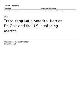 Harriet De Onís and the US Publishing Market