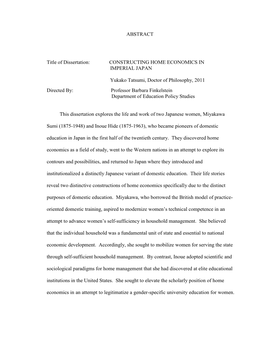 ABSTRACT Title of Dissertation: CONSTRUCTING