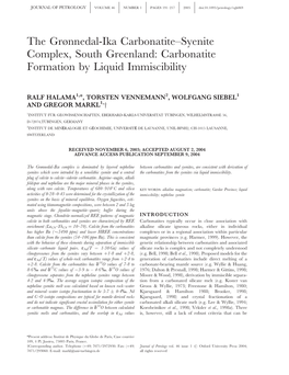 The Grønnedal-Ika Carbonatite–Syenite Complex, South Greenland: Carbonatite Formation by Liquid Immiscibility